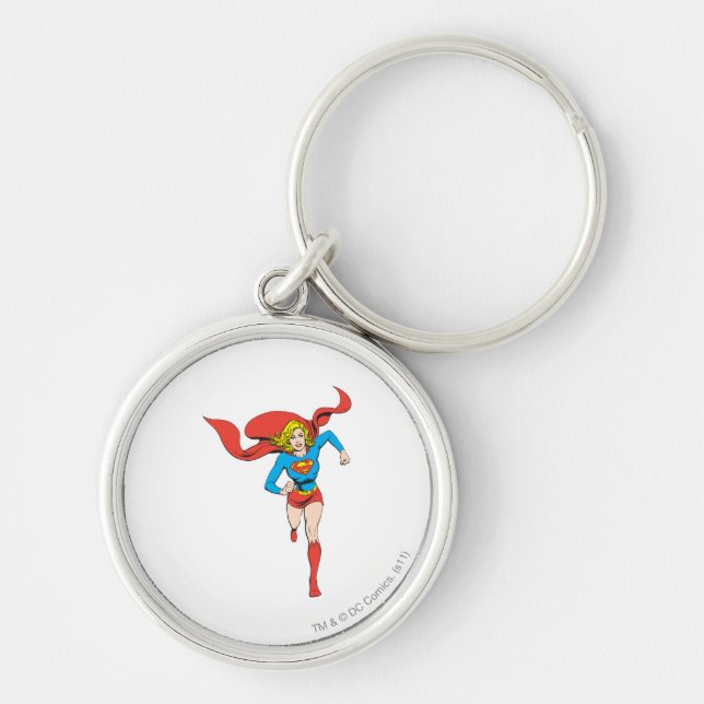 Supergirl Redo to Go Rund Silverfärgad Nyckelring (Framsidan)