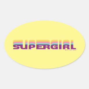 Supergirl Retro Colorshift Graphic Ovalt Klistermärke