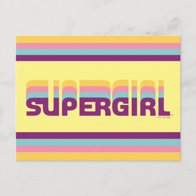 Supergirl Retro Colorshift Graphic Vykort (Framsida)