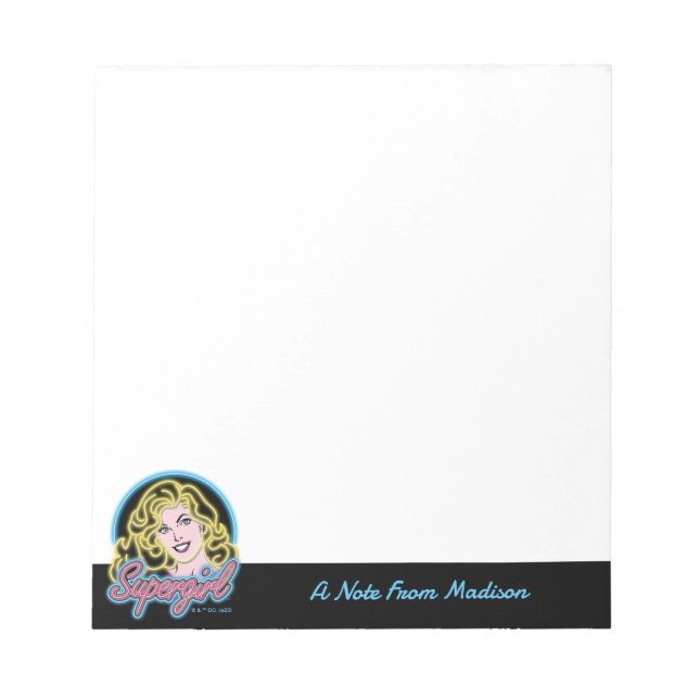Supergirl Retro Neon Ljus Graphic Anteckningsblock (Framsida)