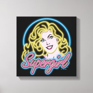 Supergirl Retro Neon Ljus Graphic Canvastryck
