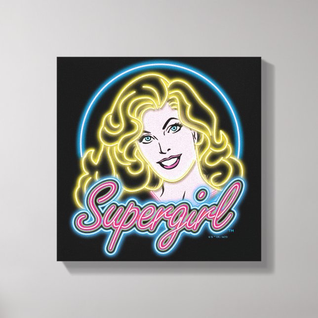 Supergirl Retro Neon Ljus Graphic Canvastryck (Framsida)