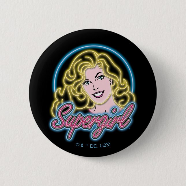 Supergirl Retro Neon Ljus Graphic Knapp (Framsida)