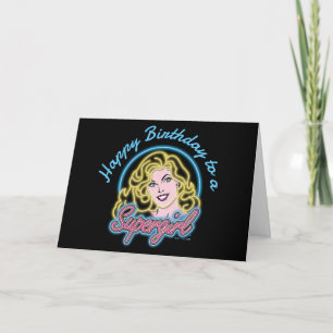 Supergirl Retro Neon Ljus Graphic Kort