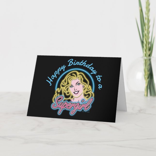 Supergirl Retro Neon Ljus Graphic Kort (Framsida)
