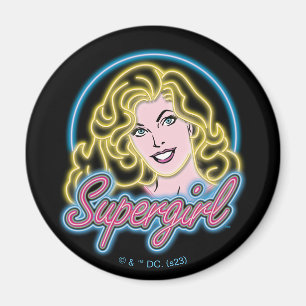 Supergirl Retro Neon Ljus Graphic Magnet
