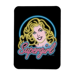 Supergirl Retro Neon Ljus Graphic Magnet