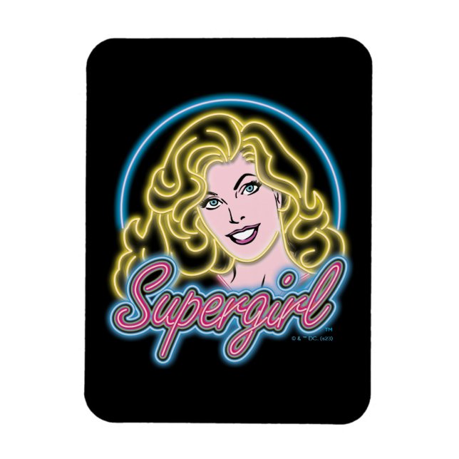 Supergirl Retro Neon Ljus Graphic Magnet (Vertikal)