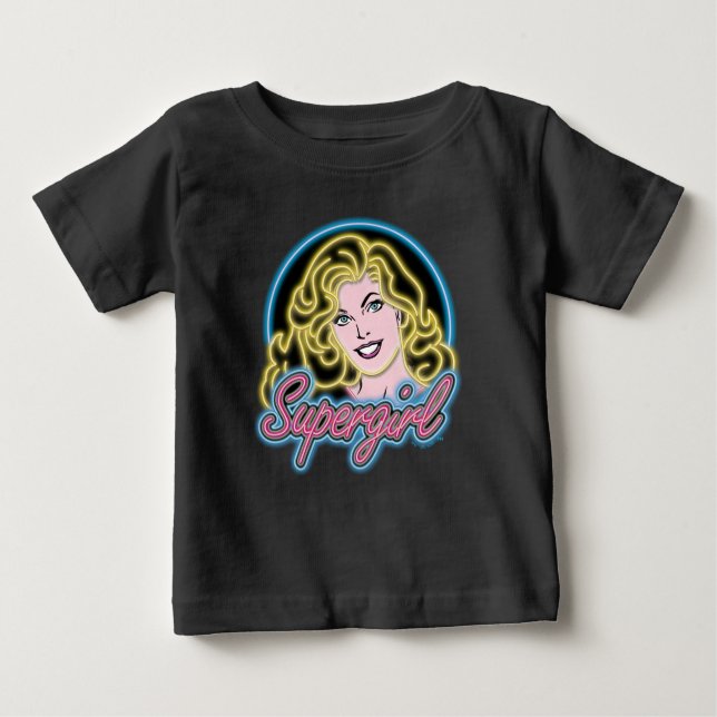 Supergirl Retro Neon Ljus Graphic T Shirt (Framsida)