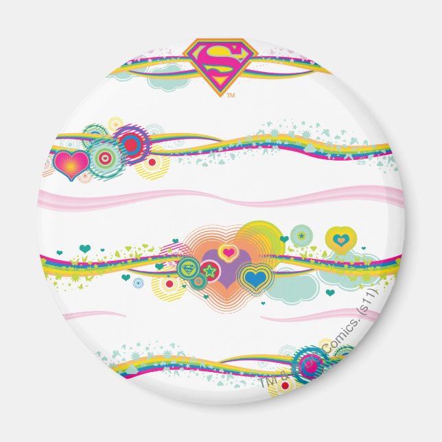 Supergirl Retro Rainbow Magnet (Framsidan)