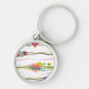 Supergirl Retro Rainbow Rund Silverfärgad Nyckelring