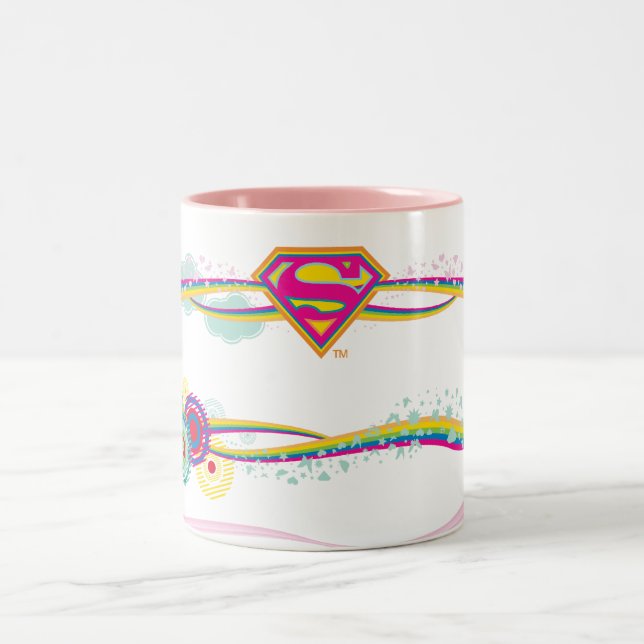 Supergirl Retro Rainbow Två-Tonad Mugg (Center)