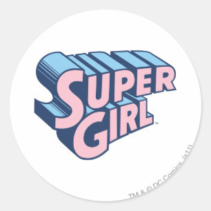 Supergirl Rosa and Blue Logotyp Runt Klistermärke