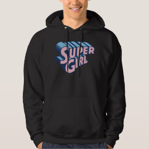 Supergirl Rosa and Blue Logotyp Sweatshirt Med Luva