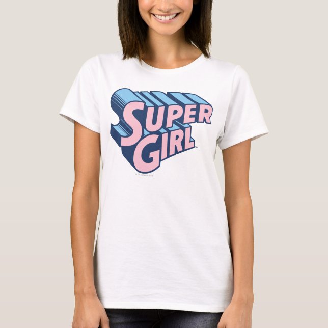 Supergirl Rosa and Blue Logotyp Tee Shirt (Framsida)