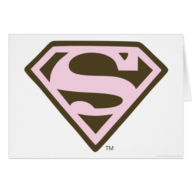 Supergirl Rosa and Brown Logotyp Hälsningskort (Framsidan Horizontal)