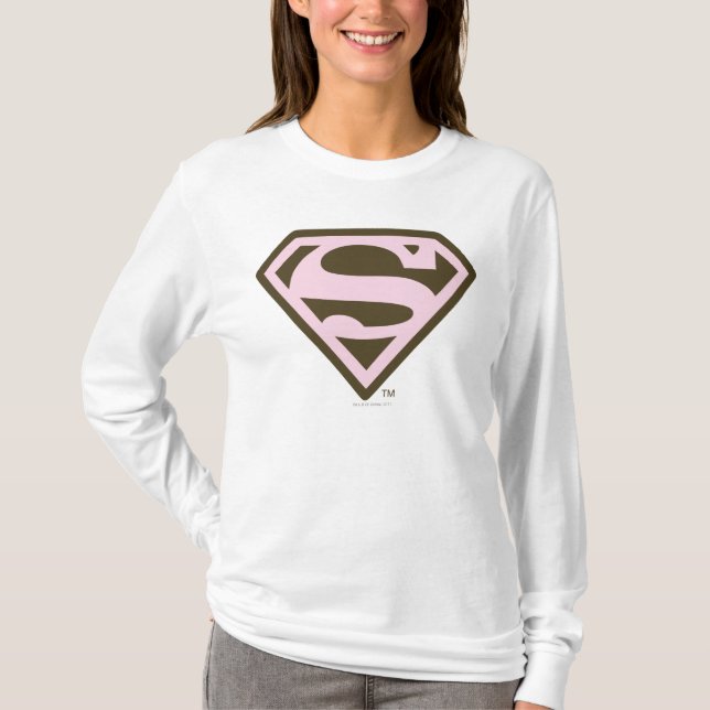Supergirl Rosa and Brown Logotyp T-shirt (Framsida)