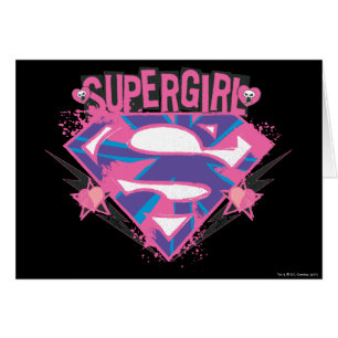 Supergirl Rosa and Lila Grunge Logotyp Hälsningskort