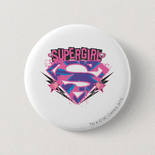 Supergirl Rosa and Lila Grunge Logotyp Knapp