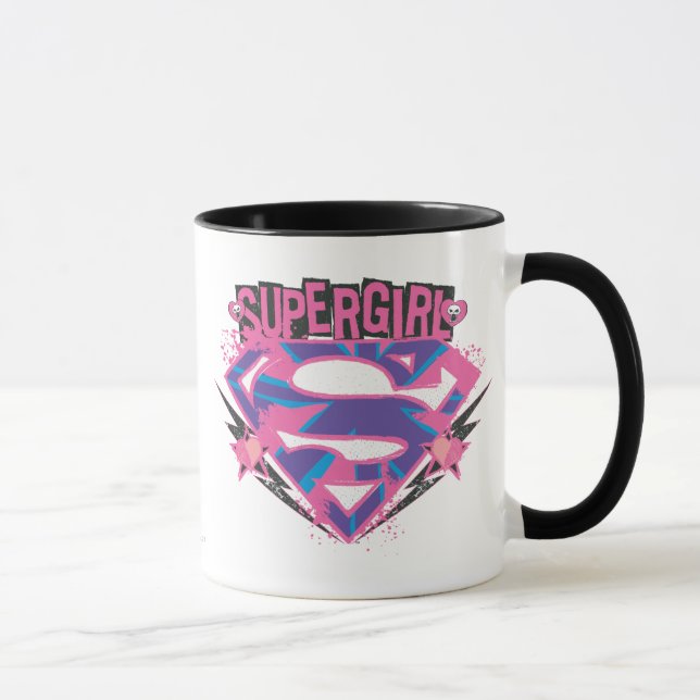 Supergirl Rosa and Lila Grunge Logotyp Mugg (Höger)