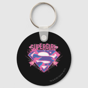 Supergirl Rosa and Lila Grunge Logotyp Nyckelring