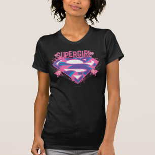 Supergirl Rosa and Lila Grunge Logotyp T-shirt