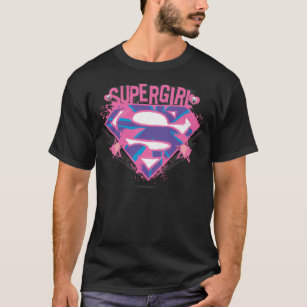 Supergirl Rosa and Lila Grunge Logotyp T-shirt