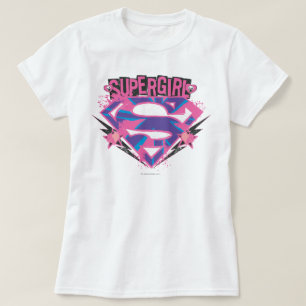 Supergirl Rosa and Lila Grunge Logotyp T-shirt