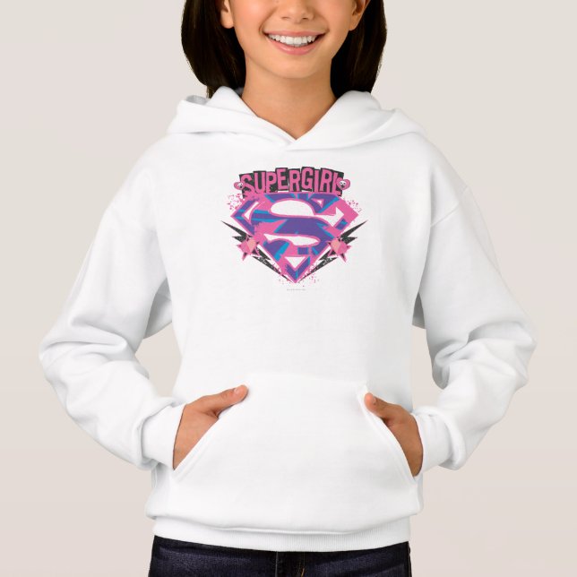 Supergirl Rosa and Lila Grunge Logotyp Tee (Framsida)