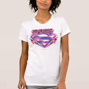 Supergirl Rosa and Lila Grunge Logotyp Tee Shirt