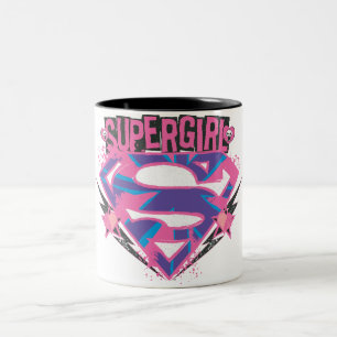 Supergirl Rosa and Lila Grunge Logotyp Två-Tonad Mugg