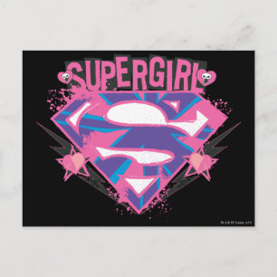 Supergirl Rosa and Lila Grunge Logotyp Vykort
