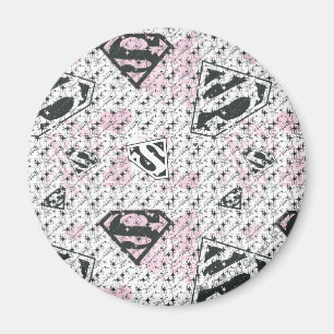 Supergirl Rosa and White Logotyp Mönster Magnet