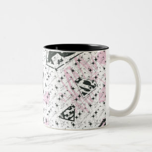Supergirl Rosa and White Logotyp Mönster Två-Tonad Mugg