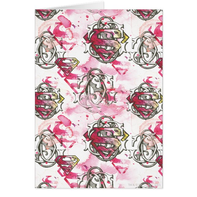 Supergirl Rosa Bläck Mönster Hälsningskort (Framsidan)