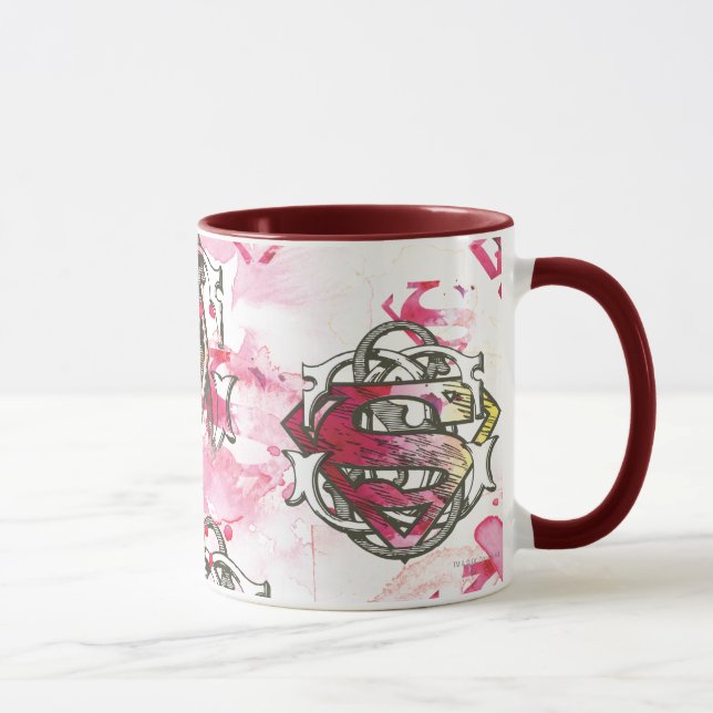 Supergirl Rosa Bläck Mönster Mugg (Höger)