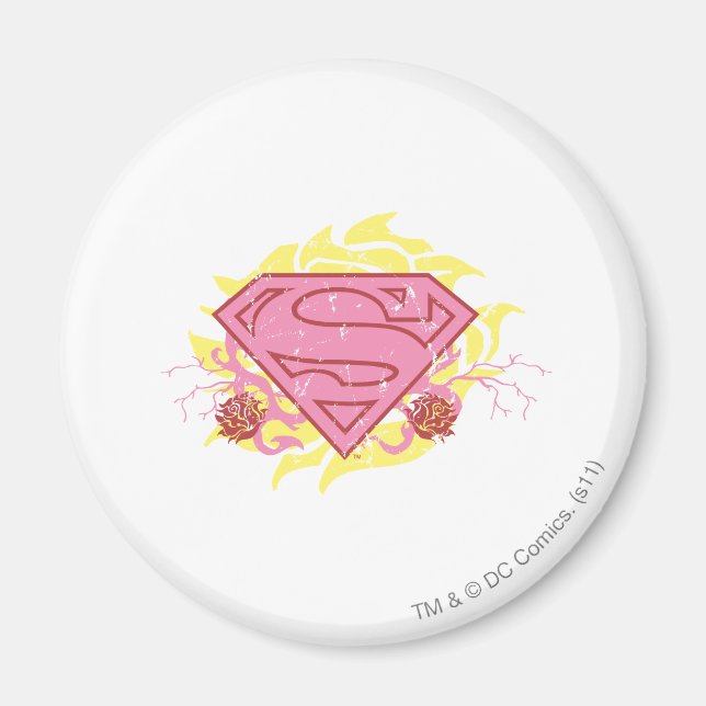Supergirl Rosa Flowers Magnet (Framsidan)