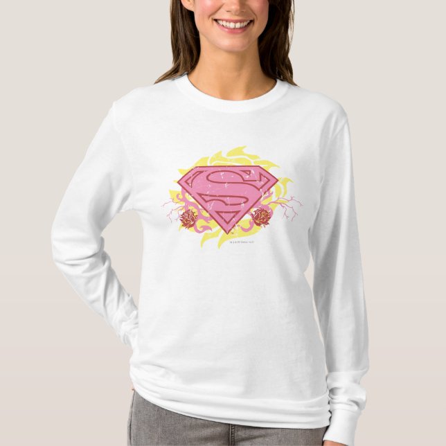 Supergirl Rosa Flowers T-shirt (Framsida)
