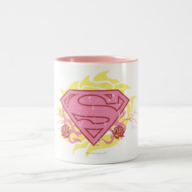 Supergirl Rosa Flowers Två-Tonad Mugg (Center)