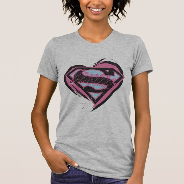 Supergirl rosa logotyp i hjärta tröja (Framsida)