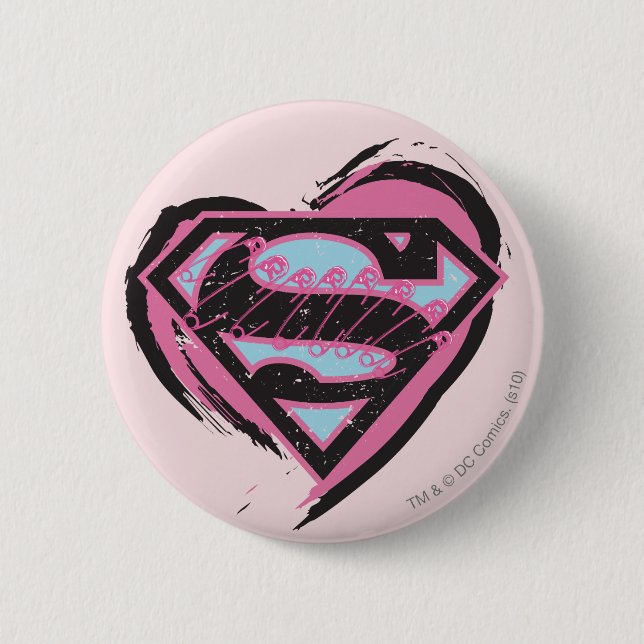 Supergirl Rosa Logotyp in Heart Knapp (Framsida)