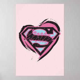 Supergirl Rosa Logotyp in Heart Poster