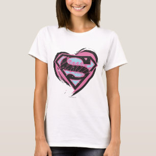 Supergirl Rosa Logotyp in Heart T-shirt