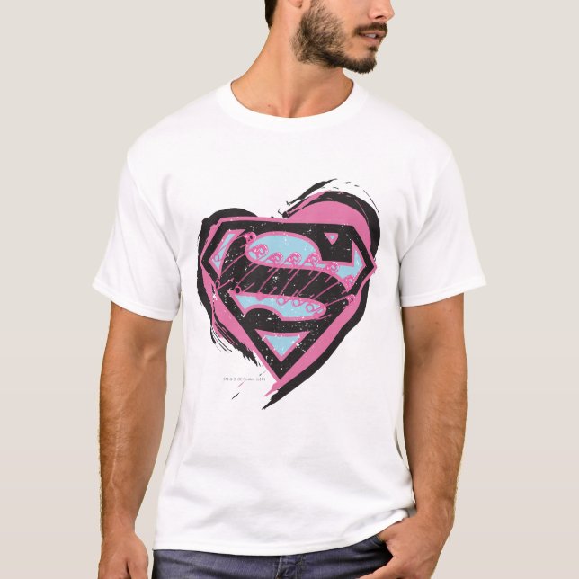 Supergirl Rosa Logotyp in Heart Tee (Framsida)