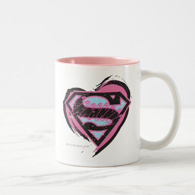 Supergirl Rosa Logotyp in Heart Två-Tonad Mugg (Höger)