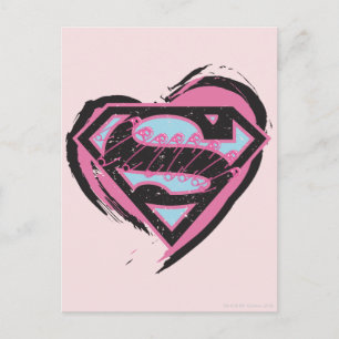 Supergirl Rosa Logotyp in Heart Vykort