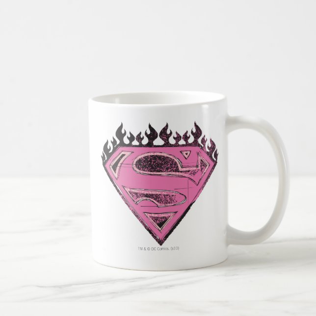 Supergirl Rosa Logotyp med Flames Kaffemugg (Höger)