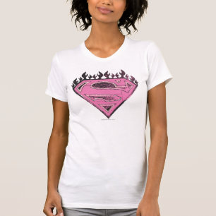 Supergirl Rosa Logotyp med Flames Tee