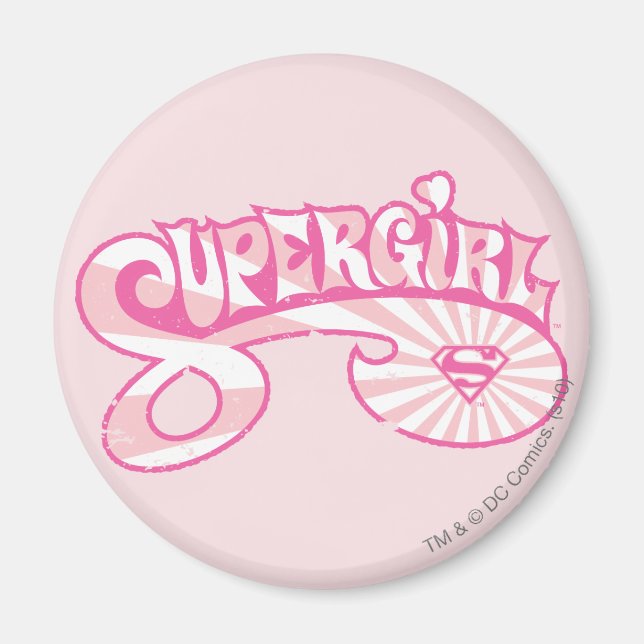 Supergirl Rosa Logotyp Star Burst Magnet (Framsidan)