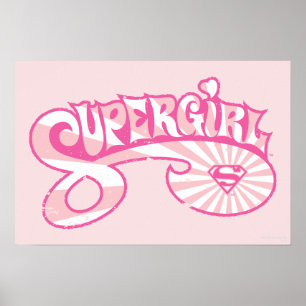 Supergirl Rosa Logotyp Star Burst Poster